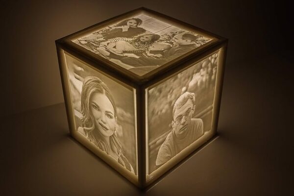 Litofán (3d fénykép) kocka 4 képpel, LED világítással